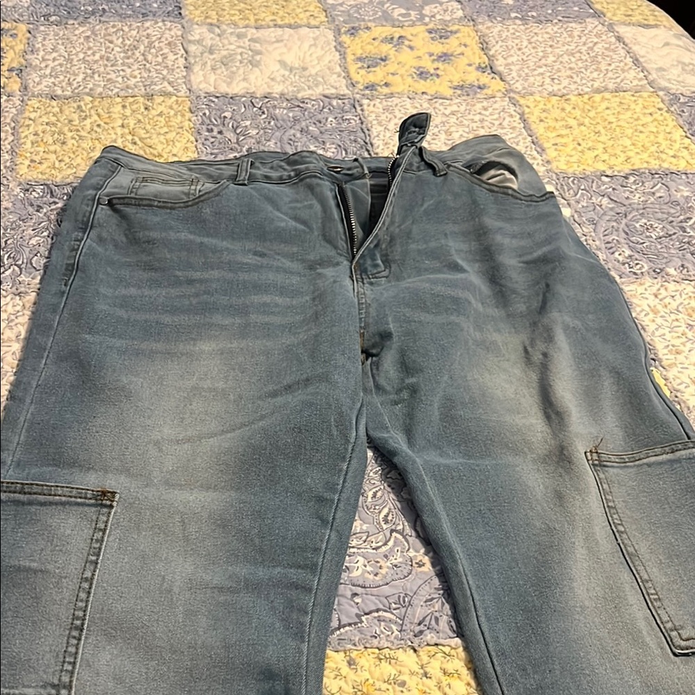 Blue Denim Cargo Pants